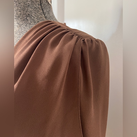 Vintage Hollywood regency Lilli Diamond brown and lace dress with sheer sleeves. - Picture 12 of 15